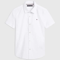 Tommy Hilfiger Childrenswear Poikien Kauluspaita STRETCH OXFORD SHIRT S/S Luonnonvalkoinen