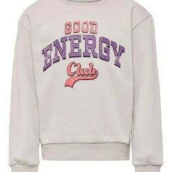 Kids Only Lasten Collegepaita Kogpenny Ls Boxy O-Neck Luonnonvalkoinen