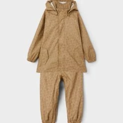 Lil Atelier Lasten Sadeasu NMMLADRY RAIN SET Ruskea Kuosi