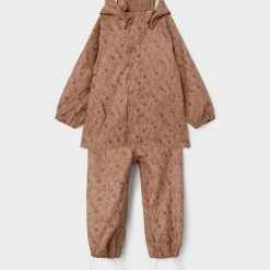 Lil Atelier Lasten Sadeasu NMMLADRY RAIN SET Ruskea Kuosi