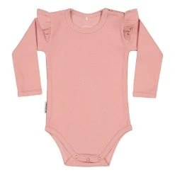 Metsola Body, RIB FRILLA BODY LS Persikka