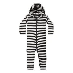 Metsola Lasten Haalari, STRIPED RIB PLAYSUIT Mustavalkoinen