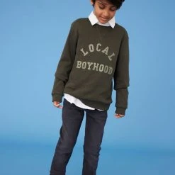 Name It Lasten Collegepaita, NKMLUKY LS SWEAT Armeijanvihreä