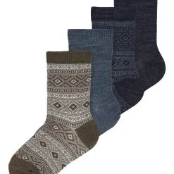 Name It Lasten Sukat, NMMWAK WOOL 4 PACK SOCK Sininen Kuosi