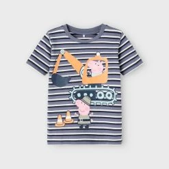 Name It Lasten T-paita NMMMAIKEL PEPPAPIG SS Raidallinen Sininen