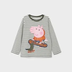 Name It Lasten Trikoopaita, NMMJUM PEPPAPIG TOP Raidallinen Harmaa