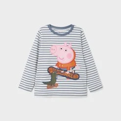 Name It Lasten Trikoopaita, NMMJUM PEPPAPIG TOP Raidallinen Sininen