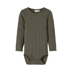 Name It Pitkähihainen Body, NBMWANG WOOL NEEDLE BODY Tummanvihreä