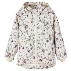 Name It Takki, NMFMAXI JACKET FLOWER UNICORN Beige Kuosi