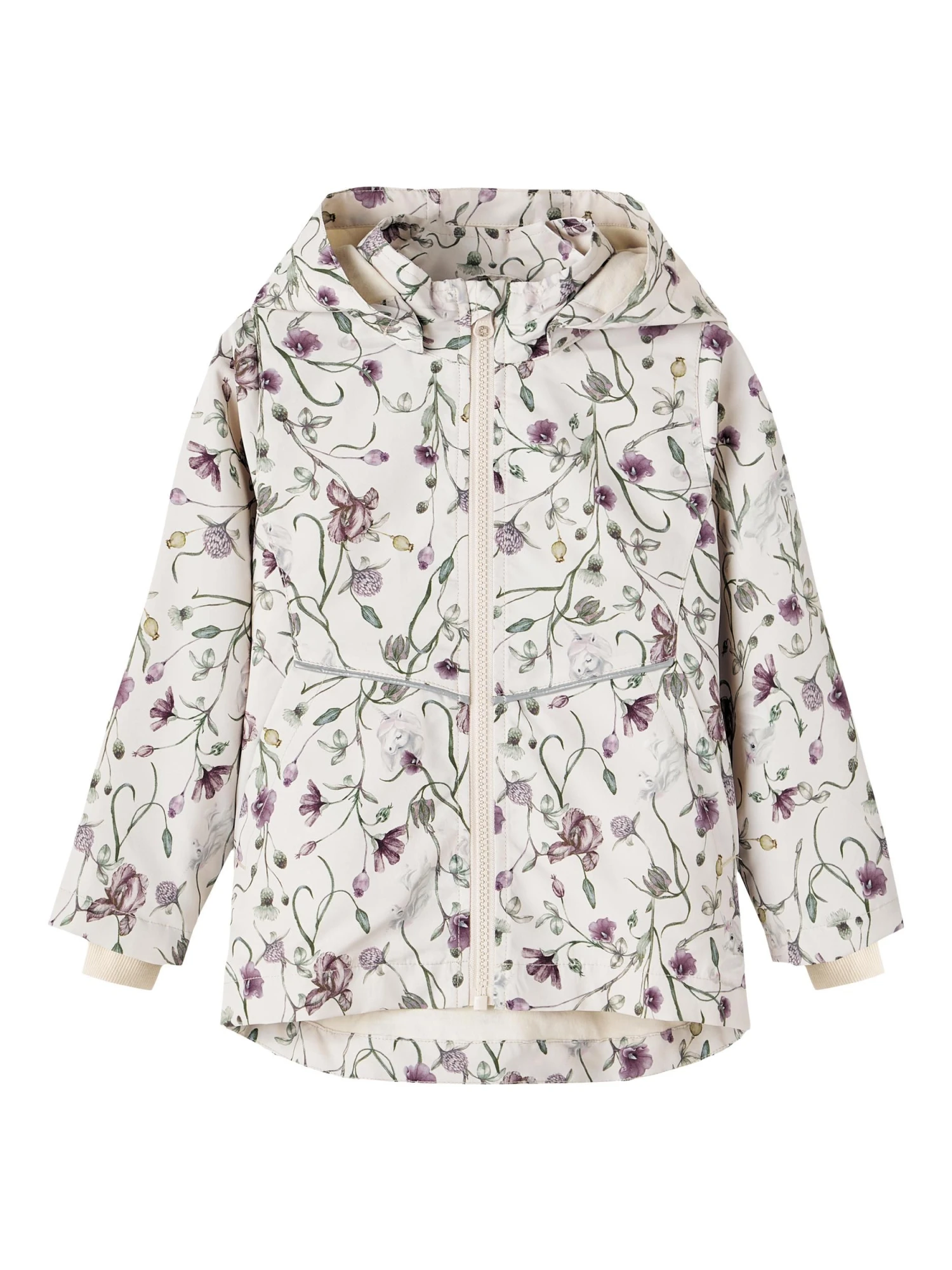 Name It Takki, NMFMAXI JACKET FLOWER UNICORN Beige Kuosi 3 Name It Takki, NMFMAXI JACKET FLOWER UNICORN Beige Kuosi