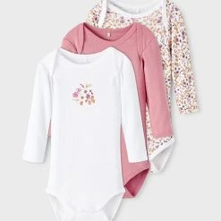 Name It Vauvan Body NBFBODY 3P LS ROSE WINE FLOWER NOOS Vaaleanpunainen Kuosi