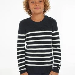 Tommy Hilfiger Childrenswear Neulepusero, CLASSIC BRETON STRIPED SWEATER Raidallinen Sininen