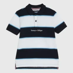 Tommy Hilfiger Childrenswear Pikeepaita, YD RUGBY STRIPE POLO Raidallinen Sininen